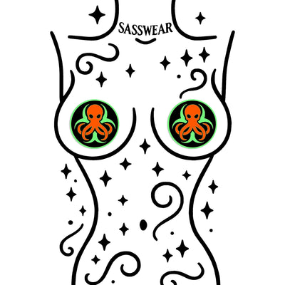 Illustration of a stylized chest with octopus designs and 'Sasswear' branding.