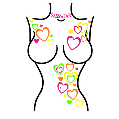 Heart Supersized Body Stickers | Neon Blacklight Reflective
