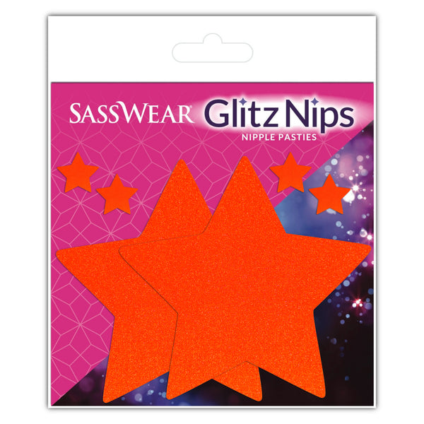 Glitz Nips Neon Orange Star Pasties