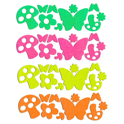 Mushroom Neon Blacklight Reflective Body Stickers 40pk-Sasswear