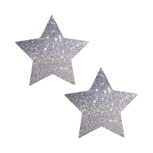 Sparkly Silver Glitter Star Glitz Nips Pasties