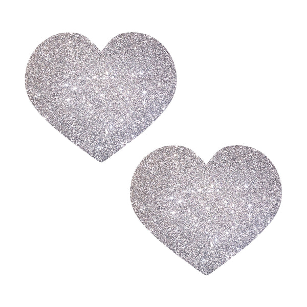 Platinum Shimmer Glitz Nips Heart Nipple Pasties