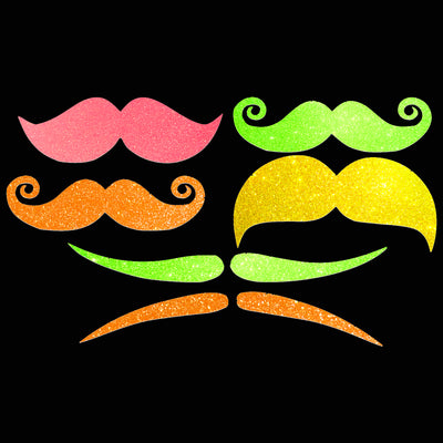 Mustache Glow Body Finger Stickers Neon - Sasswear