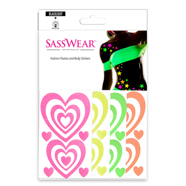 Heart Supersized Body Stickers | Neon Blacklight Reflective