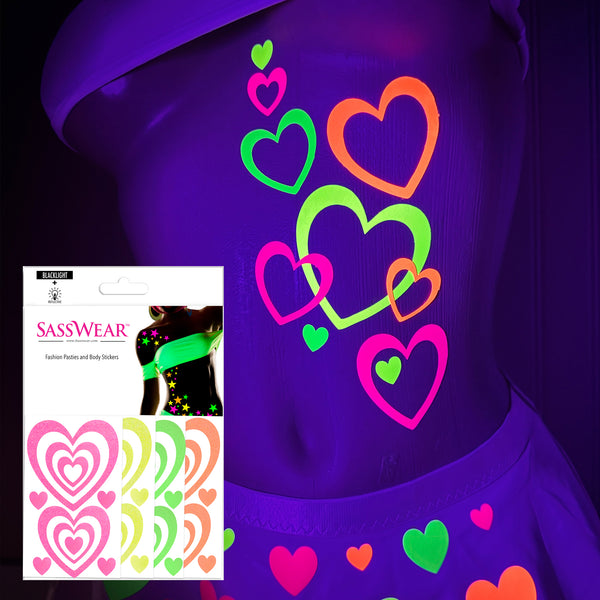 Heart Supersized Body Stickers | Neon Blacklight Reflective