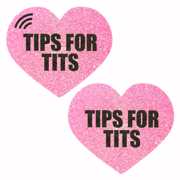 Glitz Nips NFC Tips for Tits Heart Pasties Neon Pink