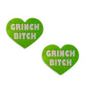 grinch bitch green heart pasties