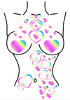 Rainbow Reflective Pasties/Body Sticker Set - Heart - Sasswear