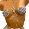butterfly body chain with rhinestone pasties on chest