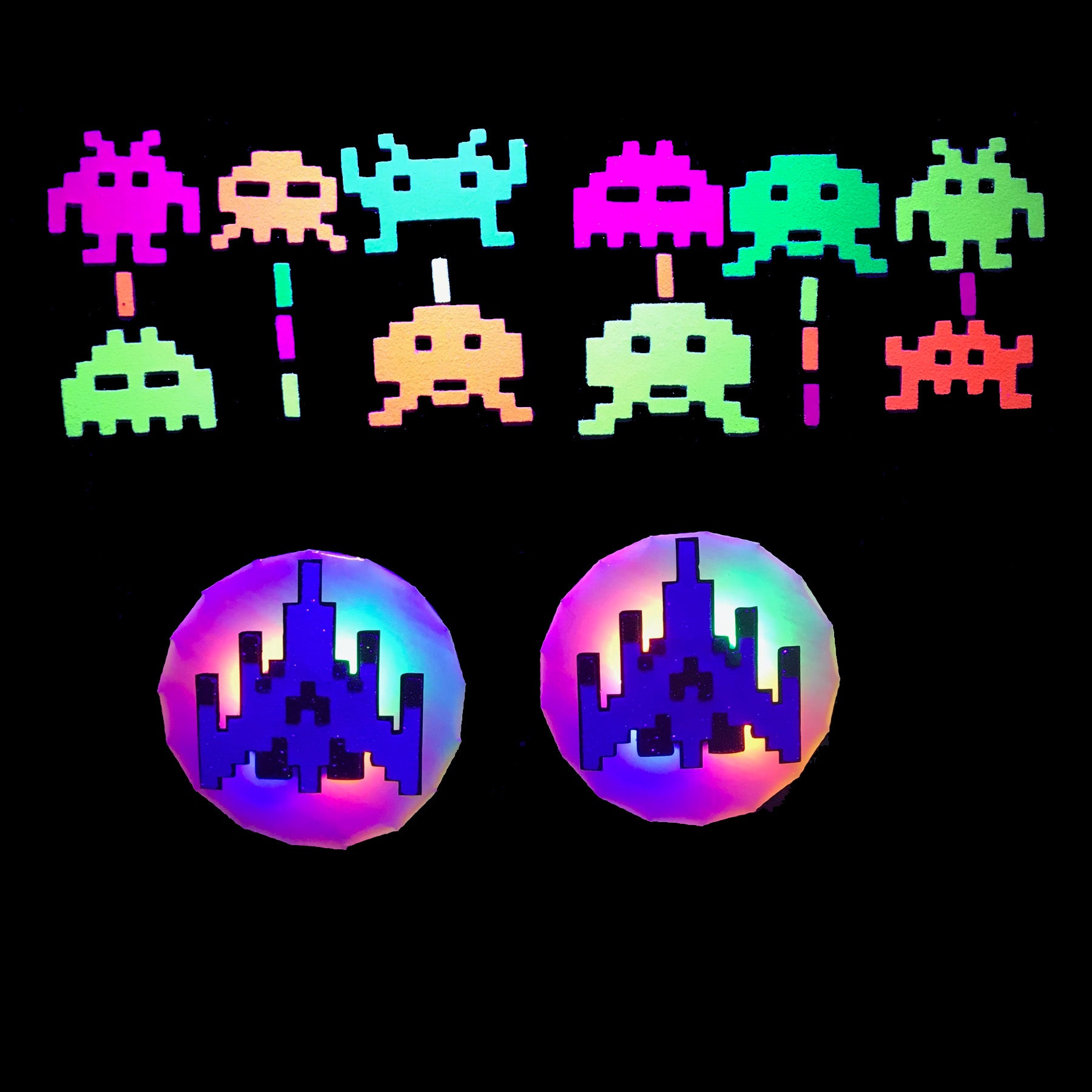 Space Invaders Neon Sign Space Invaders Neon Glow Body Stickers-Mini – Sasswear